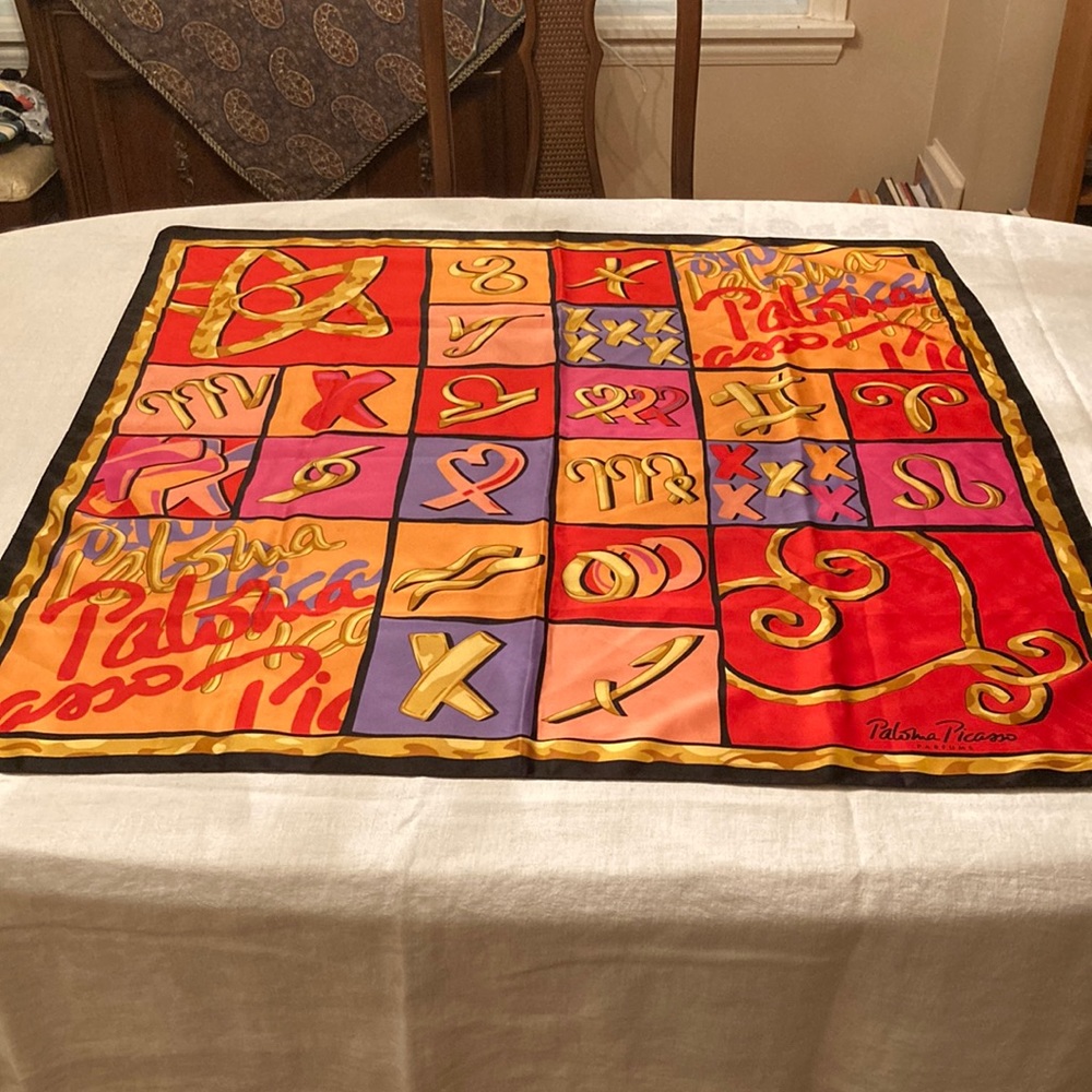 Paloma Picasso vintage 1980s colourful large scarf. Stunning pop art design.